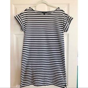 J. Crew navy/white striped shift dress